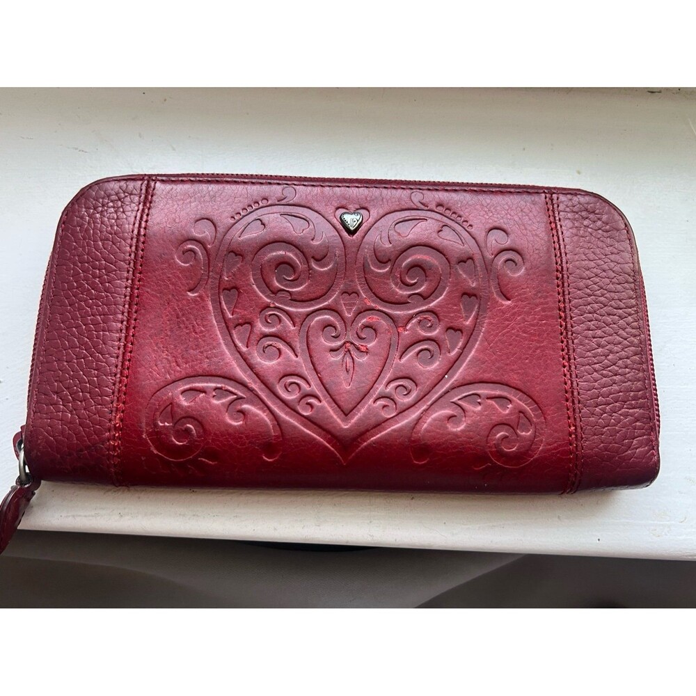 Brighton Large Leather All Around Zip Wallet in Lipstick Red - Picture 2 of 12